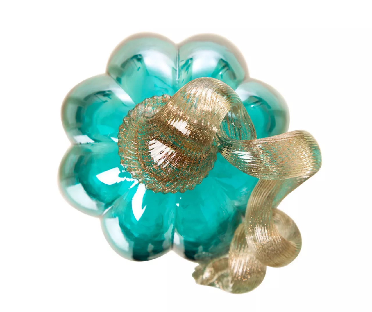 5" Turquoise Crackle Glass Pumpkin - Image 5