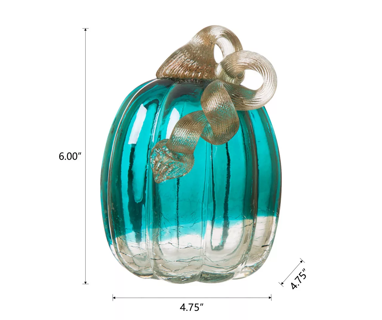 5" Turquoise Crackle Glass Pumpkin - Image 6