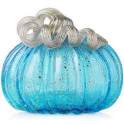 5" Blue Speckled Glass Pumpkin
