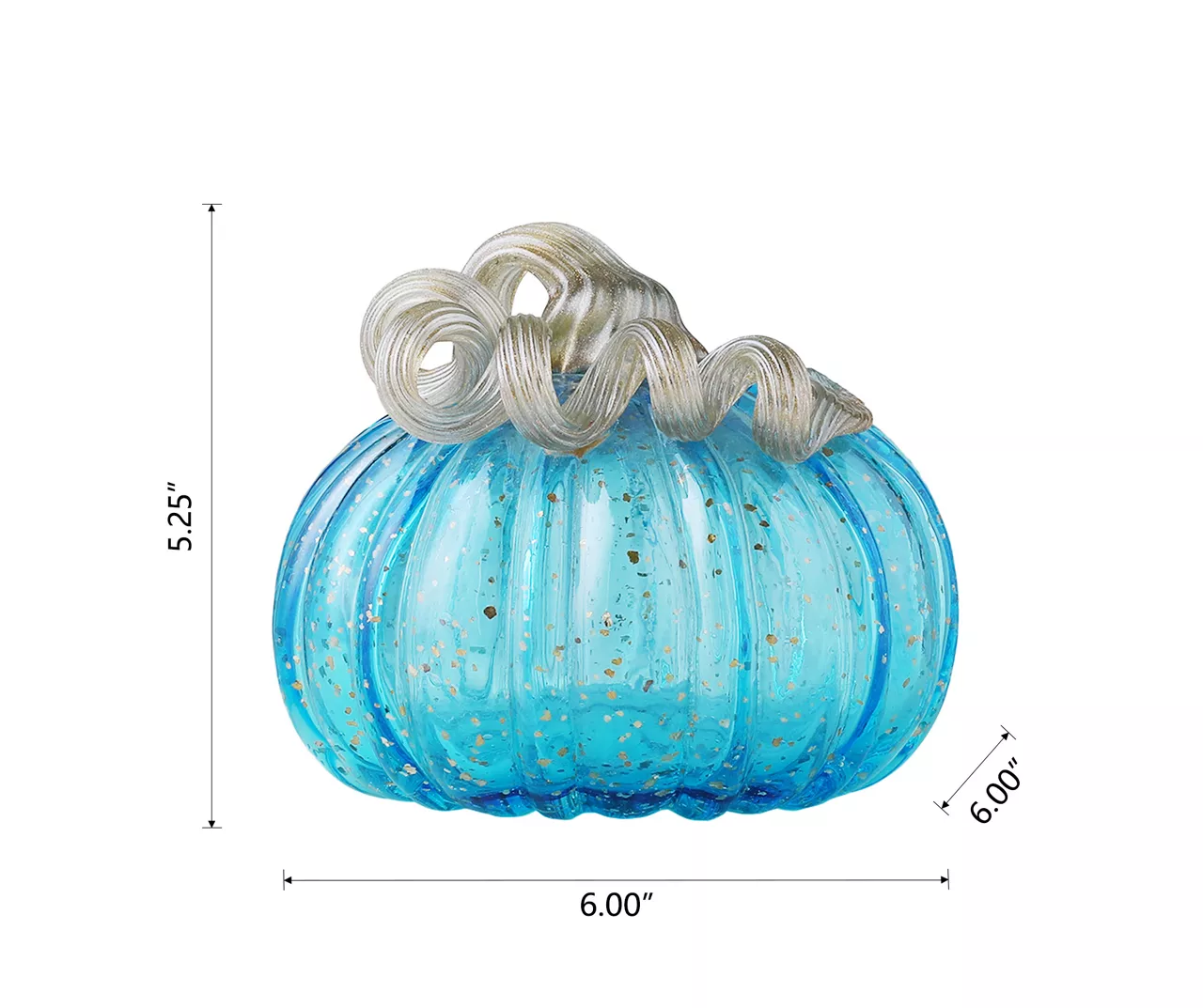 5" Blue Speckled Glass Pumpkin - Image 6