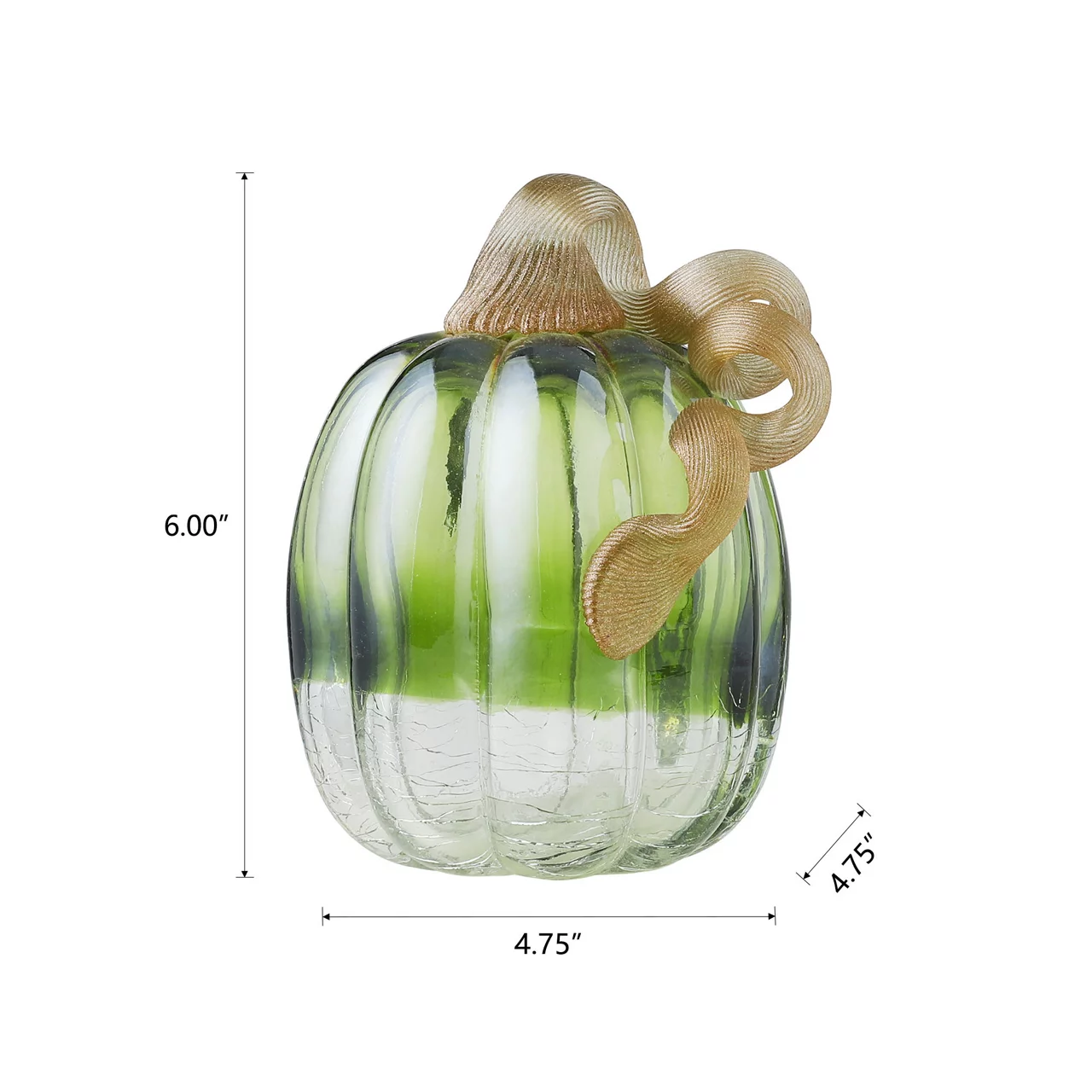 5" Green Crackle Glass Pumpkin - Image 6