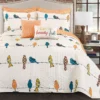 Rowley Birds Orange Full/Queen Reversible 7-Piece Quilt Set
