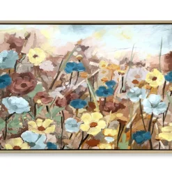 Large Framed Floral Canvas, (24" X 34")