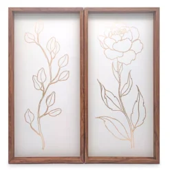 Gold Leaves Sketch 2-Piece Panel Art