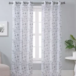Broyhill Cassandra Floral Sheer Grommet Curtain Panel Pair