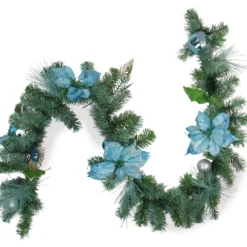 Northlight 6' Peacock Feather & Poinsettia Garland