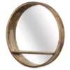 Brown Wall Mirror With Storage Shelf