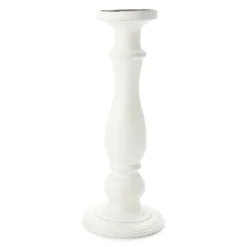 White Wood Pillar Candle Holder, (15")