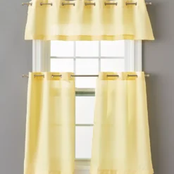 Yellow Tucker Valance & Tier 3-Piece Curtain Set