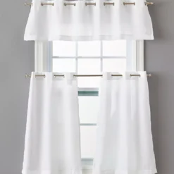 White Tucker Valance & Tier 3-Piece Curtain Set