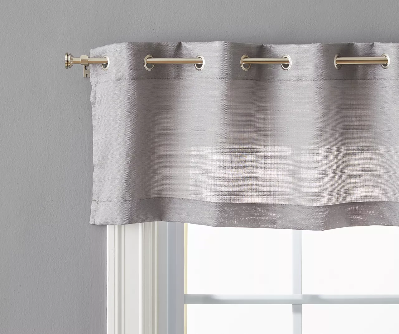 Gray Tucker Textured Valance & Tier 3-Piece Curtain Set - Image 2