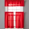 Red Marla Valance & Tier 3-Piece Curtain Set