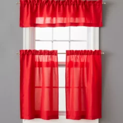 Red Marla Valance & Tier 3-Piece Curtain Set
