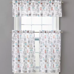 Coffee Print Valance & Tier 3-Piece Curtain Set