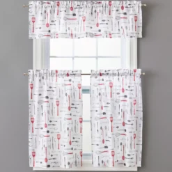 Utensils Print Valance & Tier 3-Piece Curtain Set