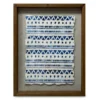 Blue & White Patterned Framed Fabric, (14" X 18")