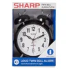 Sharp Black & Silver Twin Bell Alarm Clock