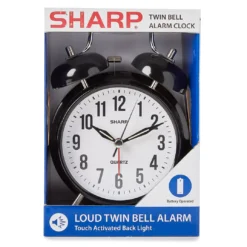Sharp Black & Silver Twin Bell Alarm Clock
