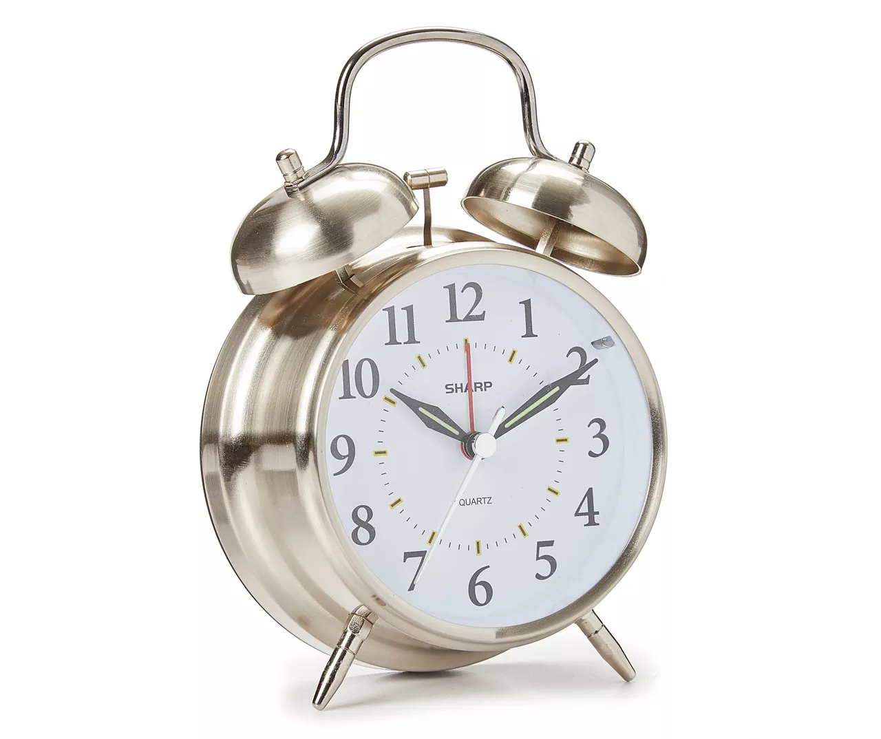 Sharp Brushed Nickel Twin Bell Alarm Clock - Image 2