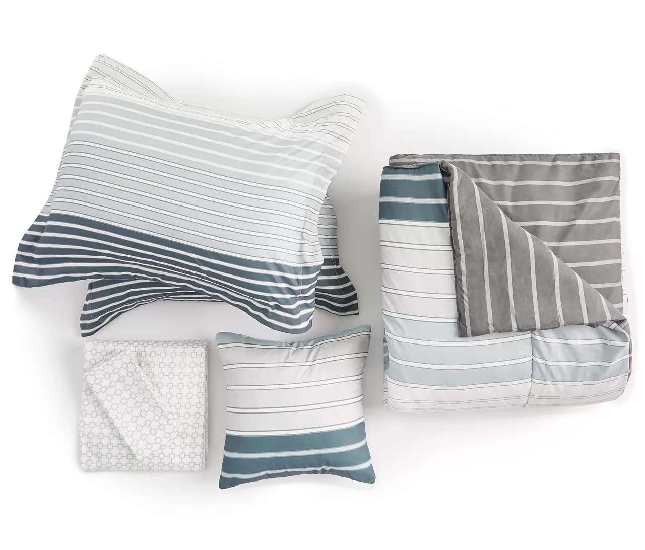 Real Living Alister Gray Striped Reversible Comforter Set - Image 2