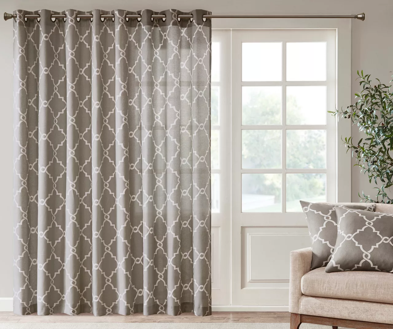 Sereno Fretwork Light-Filtering Grommet Patio Curtain Panel, (84") - Image 5