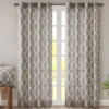 Sereno Fretwork Gray Light-Filtering Grommet Curtain Panel, (63")