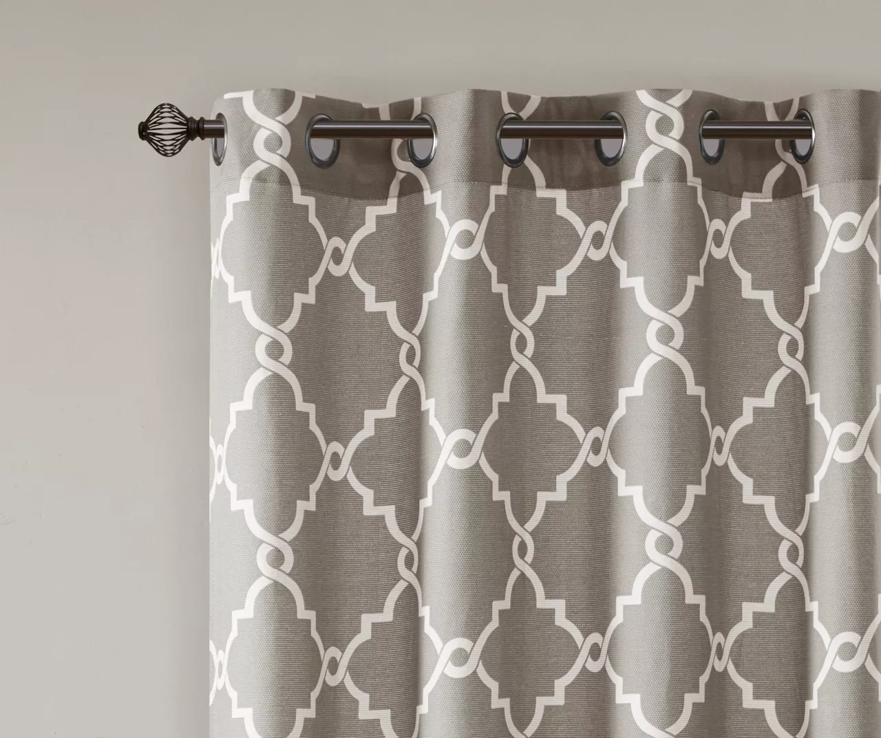 Sereno Fretwork Gray Light-Filtering Grommet Curtain Panel, (63") - Image 4