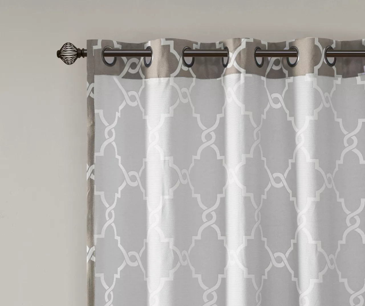Sereno Fretwork Gray Light-Filtering Grommet Curtain Panel, (95") - Image 5