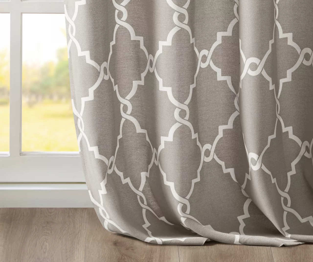 Sereno Fretwork Gray Light-Filtering Grommet Curtain Panel, (63") - Image 6