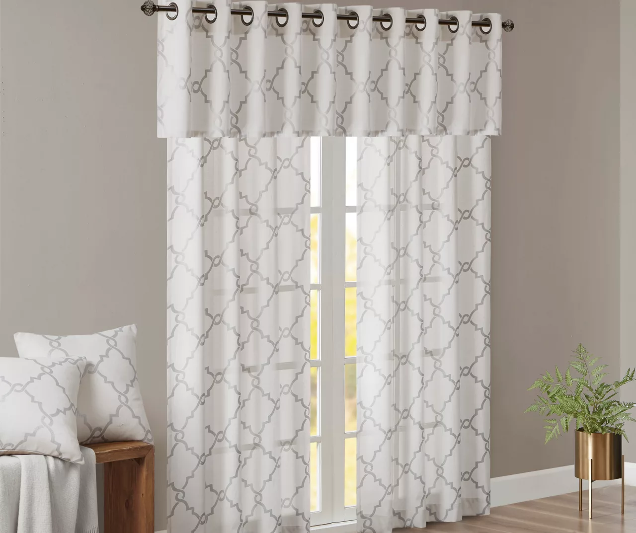 Sereno Fretwork Ivory Light-Filtering Grommet Curtain Panel, (84") - Image 11
