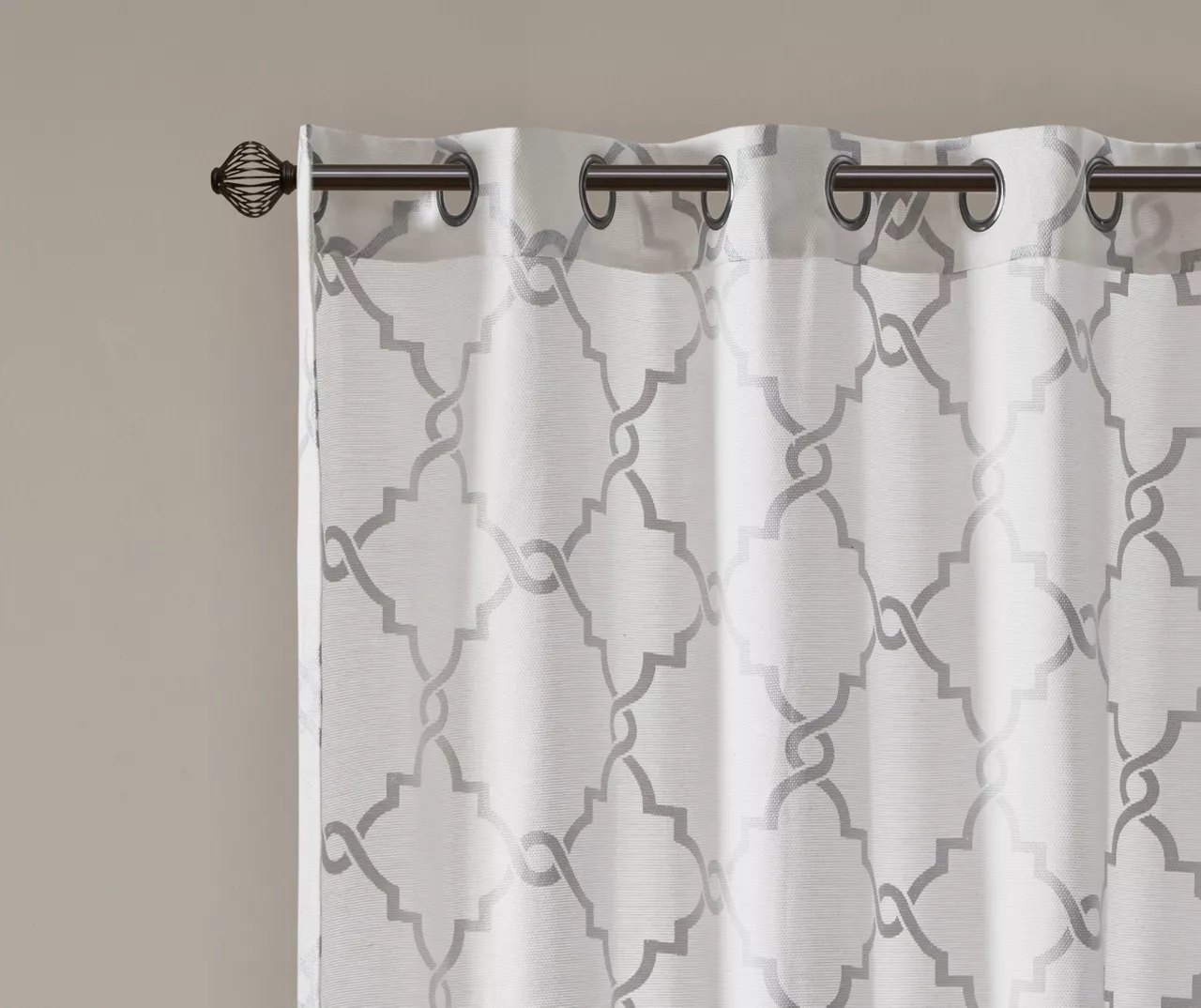 Sereno Fretwork Ivory Light-Filtering Grommet Curtain Panel, (95") - Image 5