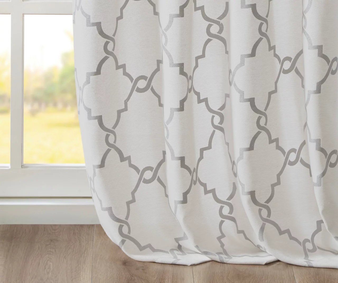 Sereno Fretwork Ivory Light-Filtering Grommet Curtain Panel, (84") - Image 6