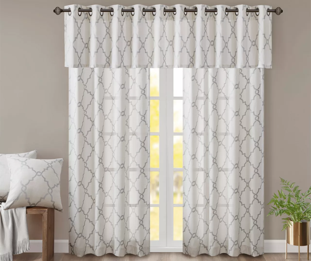 Sereno Fretwork Ivory Light-Filtering Grommet Curtain Panel, (84") - Image 10