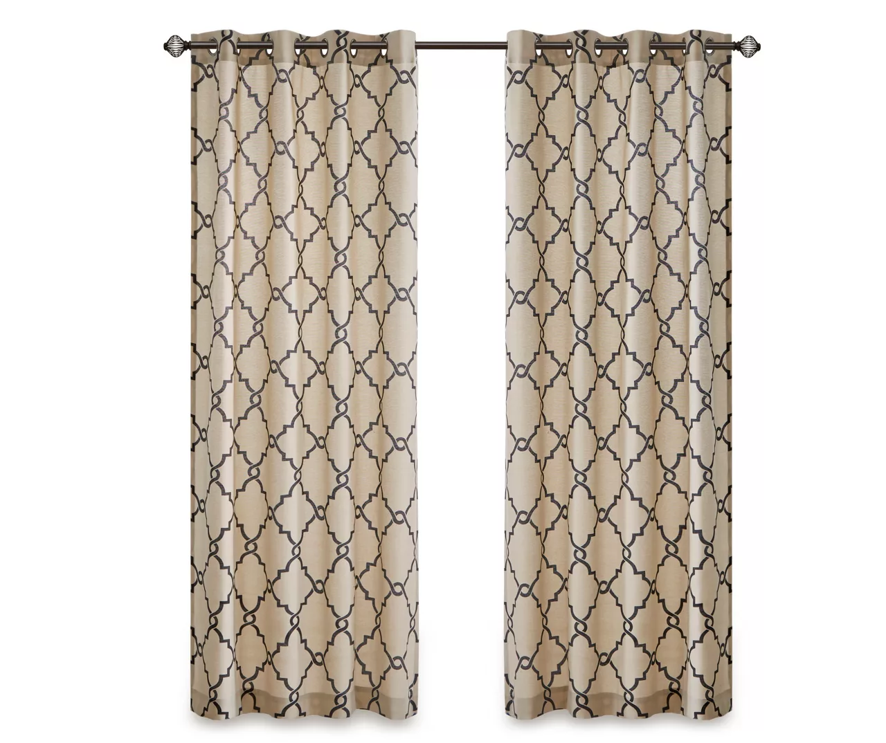 Sereno Fretwork Khaki Light-Filtering Grommet Curtain Panel, (63") - Image 12