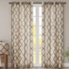 Sereno Fretwork Khaki Light-Filtering Grommet Curtain Panel, (84")