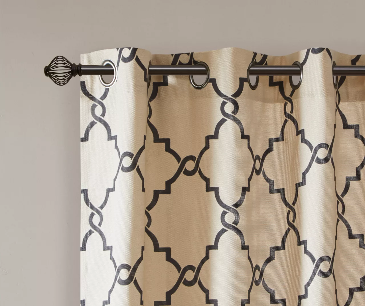 Sereno Fretwork Khaki Light-Filtering Grommet Curtain Panel, (63") - Image 4