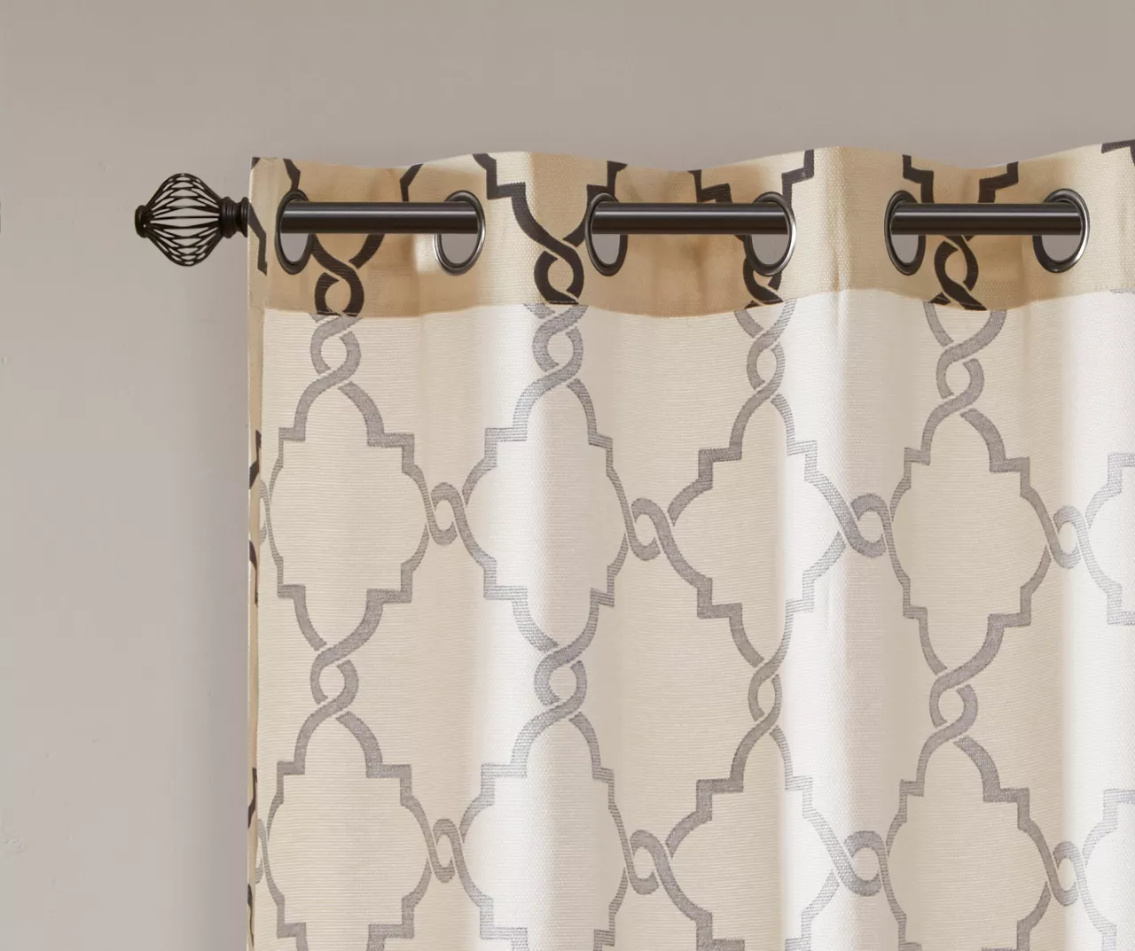 Sereno Fretwork Khaki Light-Filtering Grommet Curtain Panel, (84") - Image 5