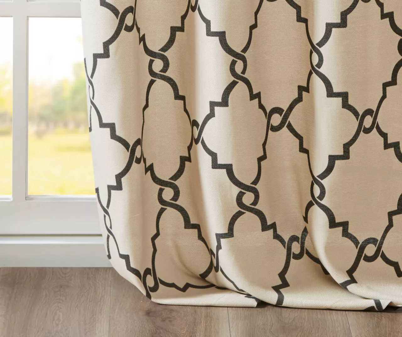 Sereno Fretwork Khaki Light-Filtering Grommet Curtain Panel, (63") - Image 6