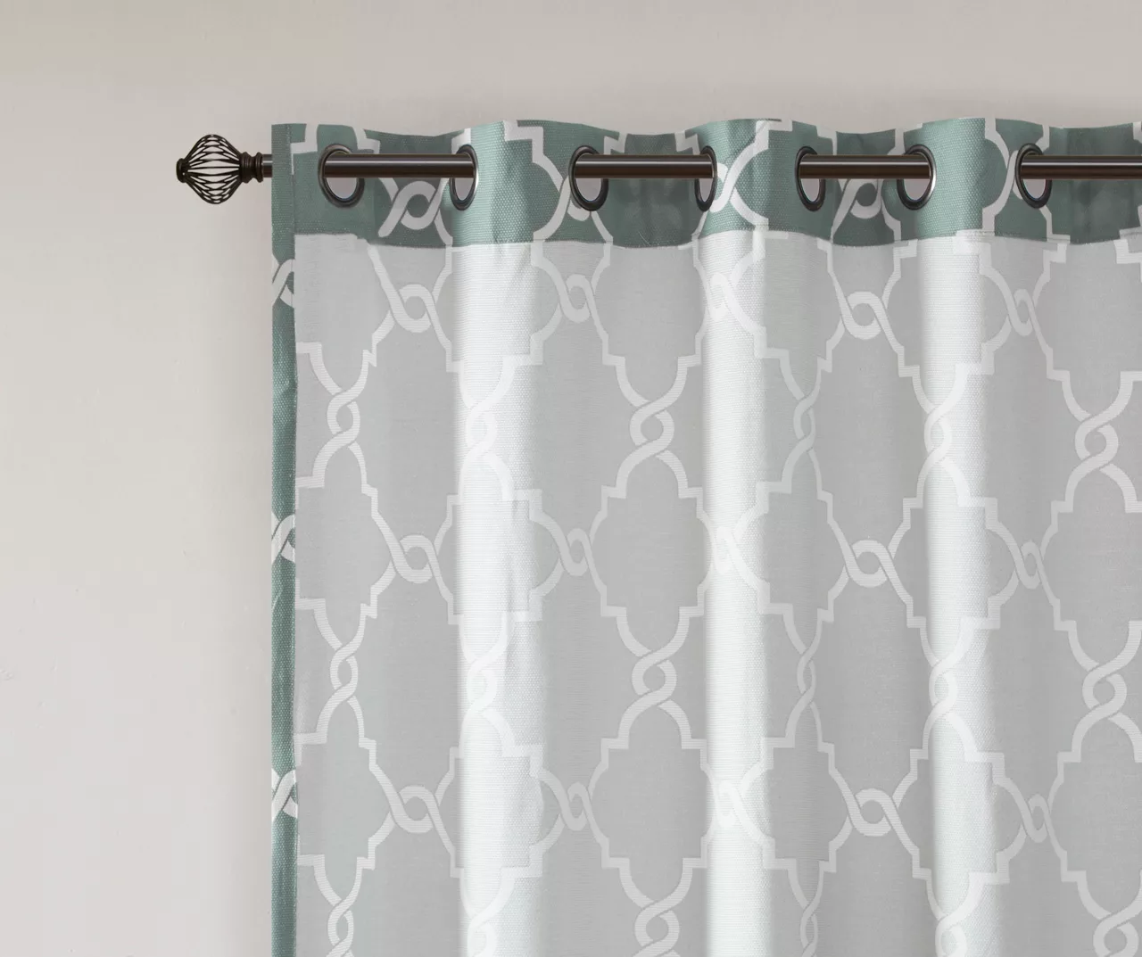 Sereno Fretwork Seafoam Light-Filtering Grommet Curtain Panel, (63") - Image 5