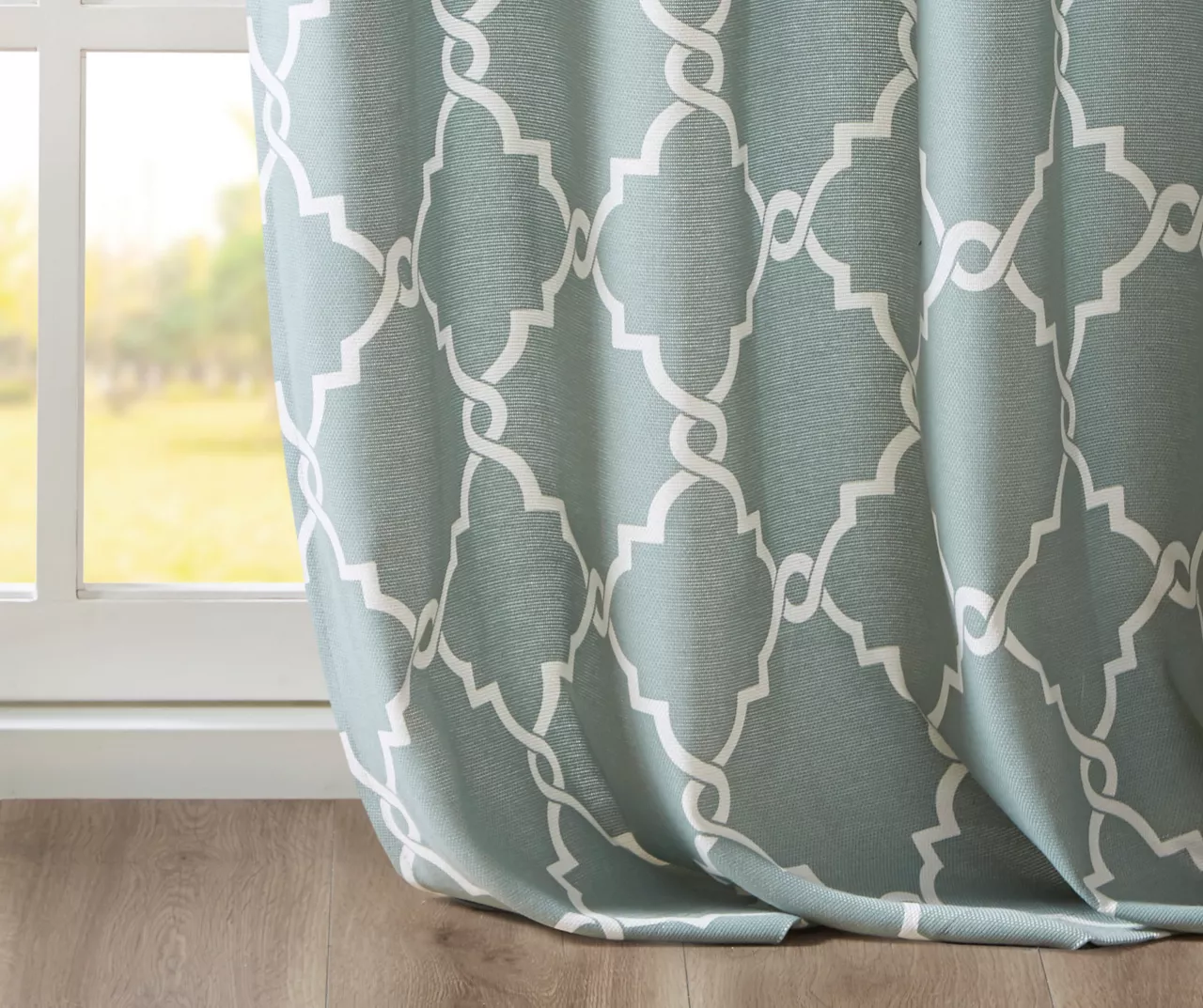 Sereno Fretwork Seafoam Light-Filtering Grommet Curtain Panel, (63") - Image 6