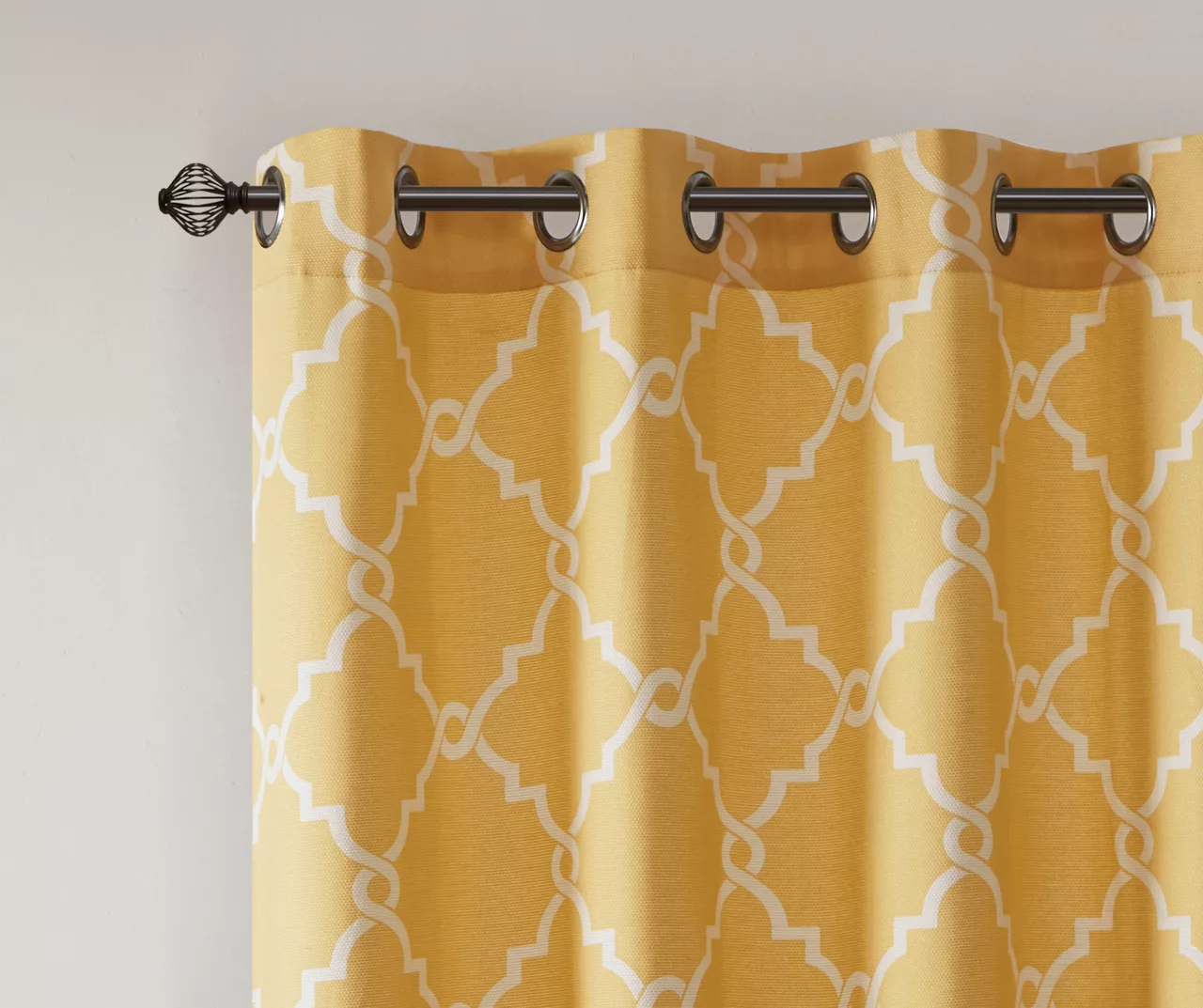 Sereno Fretwork Yellow Light-Filtering Grommet Curtain Panel, (84") - Image 4