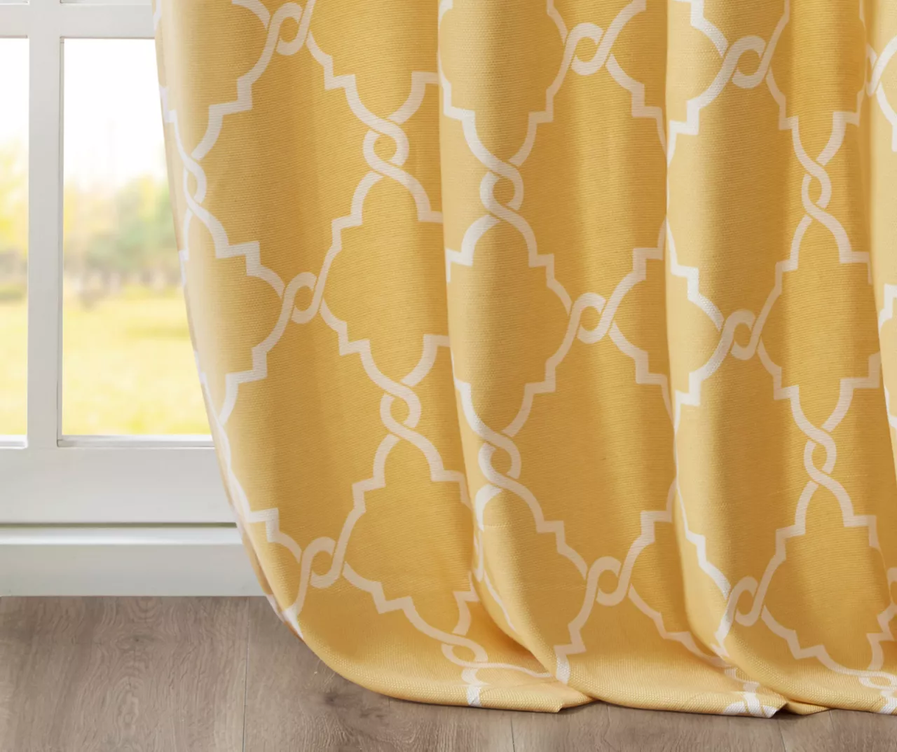 Sereno Fretwork Yellow Light-Filtering Grommet Curtain Panel, (95") - Image 6