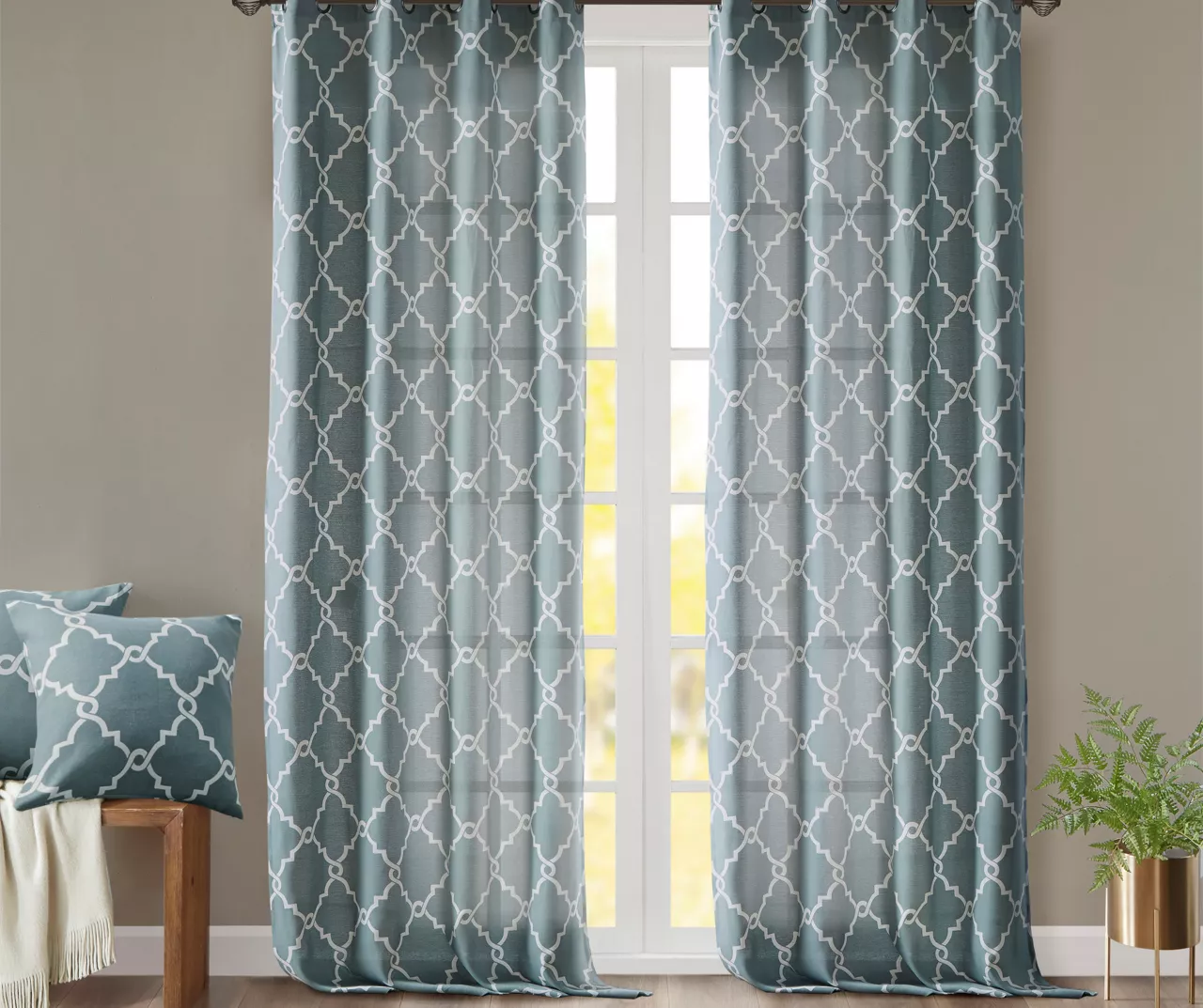 Sereno Fretwork Blue Light-Filtering Grommet Curtain Panel, (84") - Image 8