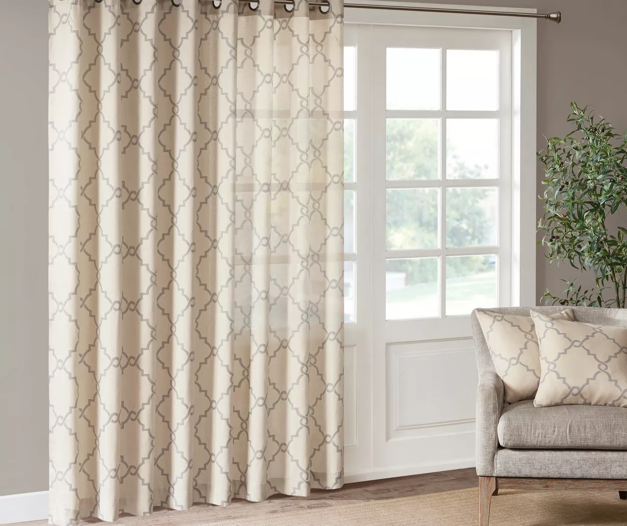 Sereno Fretwork Light-Filtering Grommet Patio Curtain Panel, (84") - Image 20