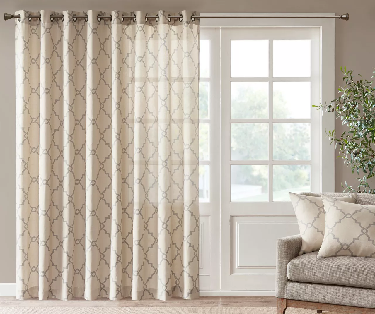 Sereno Fretwork Light-Filtering Grommet Patio Curtain Panel, (84") - Image 3