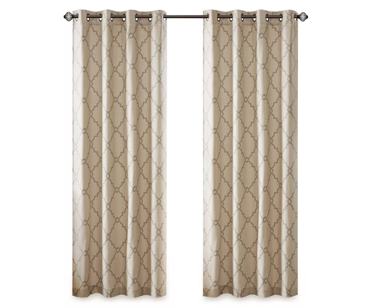 Sereno Fretwork Beige Light-Filtering Grommet Curtain Panel, (95") - Image 12