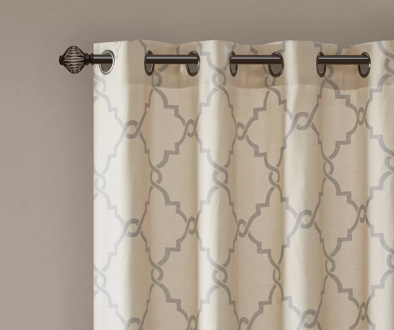 Sereno Fretwork Beige Light-Filtering Grommet Curtain Panel, (63") - Image 4