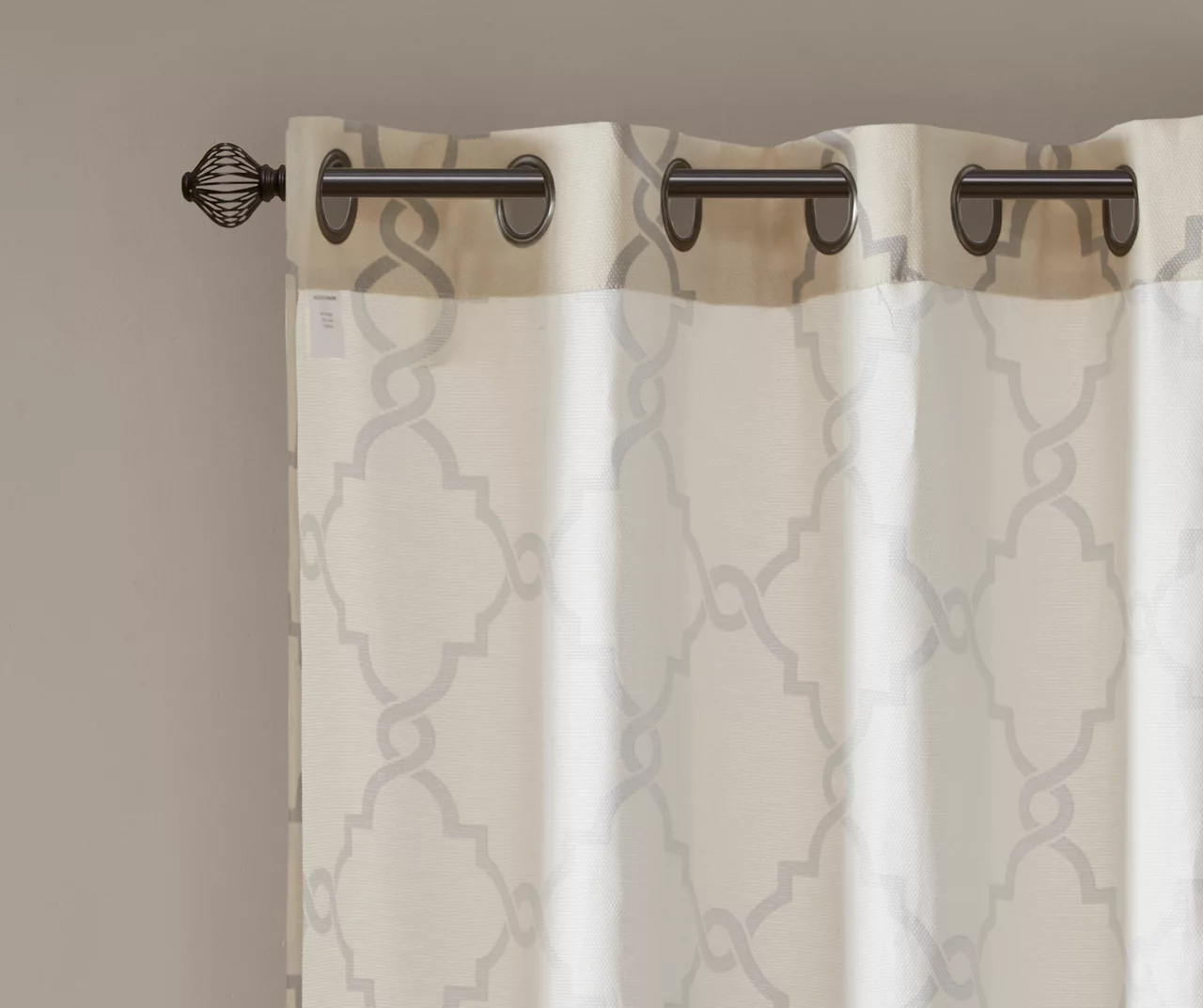Sereno Fretwork Beige Light-Filtering Grommet Curtain Panel, (84") - Image 5