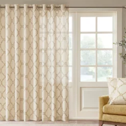 Sereno Fretwork Light-Filtering Grommet Patio Curtain Panel, (84")