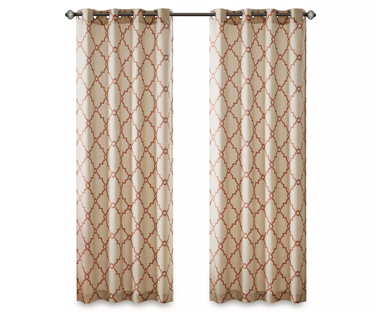 Sereno Fretwork Beige & Spice Light-Filtering Grommet Curtain Panel, (84") - Image 12